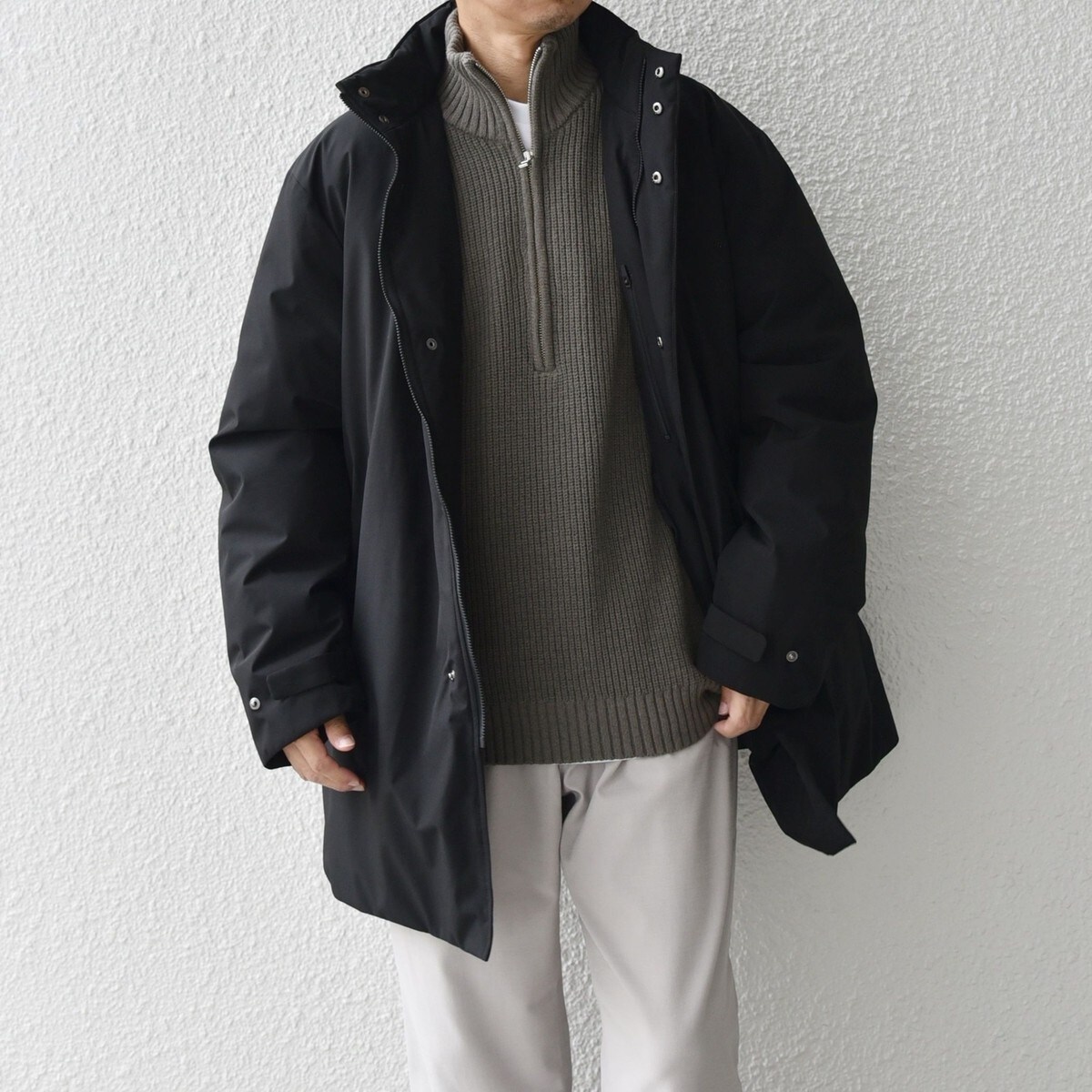 SHIPS any: 〈撥水・防風等〉多機能 スタンドカラー ダウン ミドル