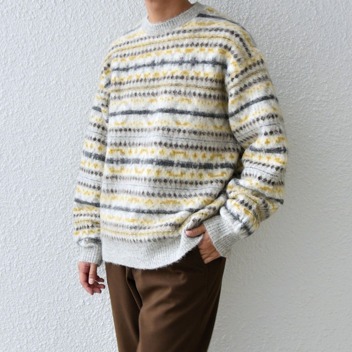 SHIPS any:〈手洗い可能〉ハーフジップ 畦編み ドライバーズ ニット