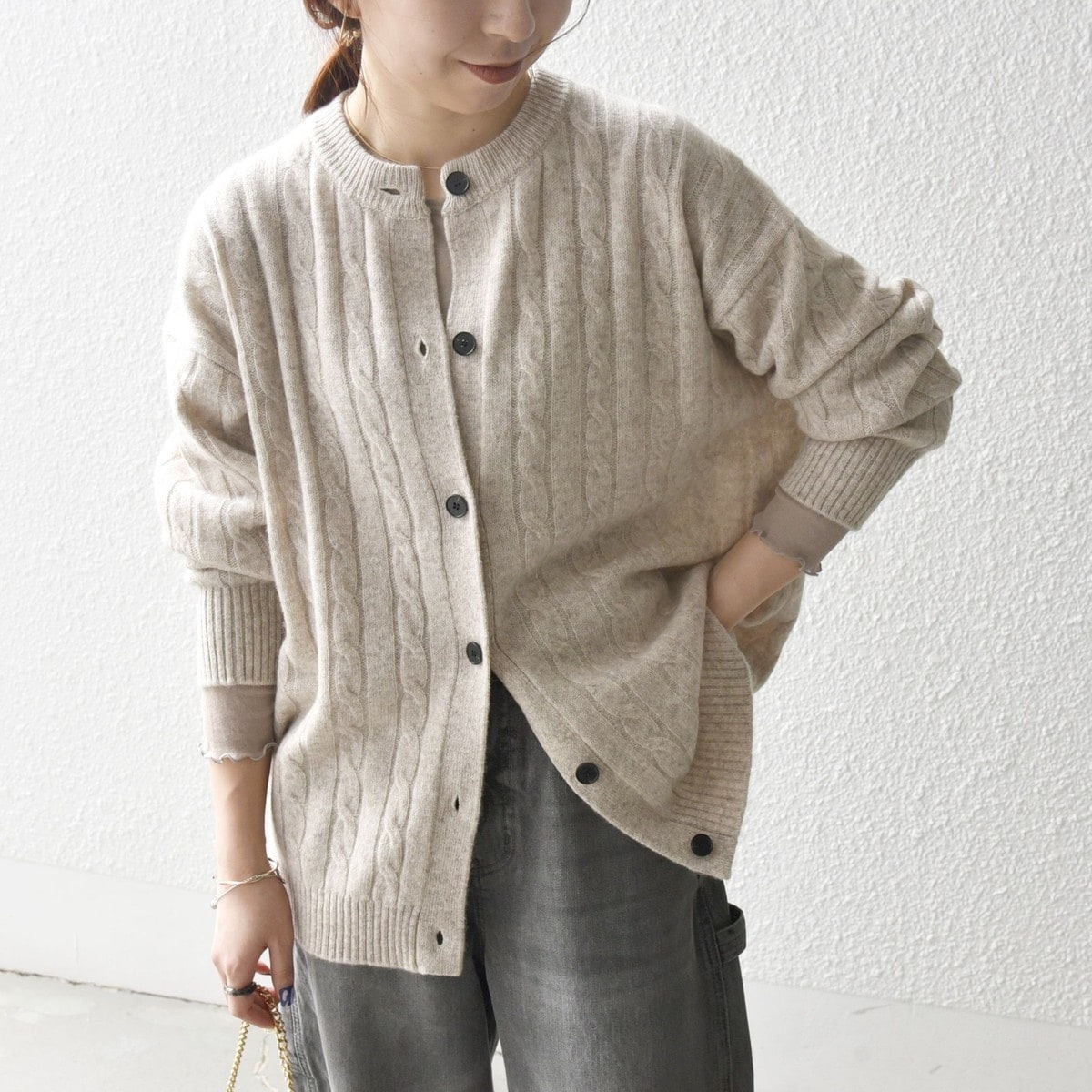 WEB限定】SHIPS any:〈手洗い可能〉ヤク ケーブル クルーネック ニット