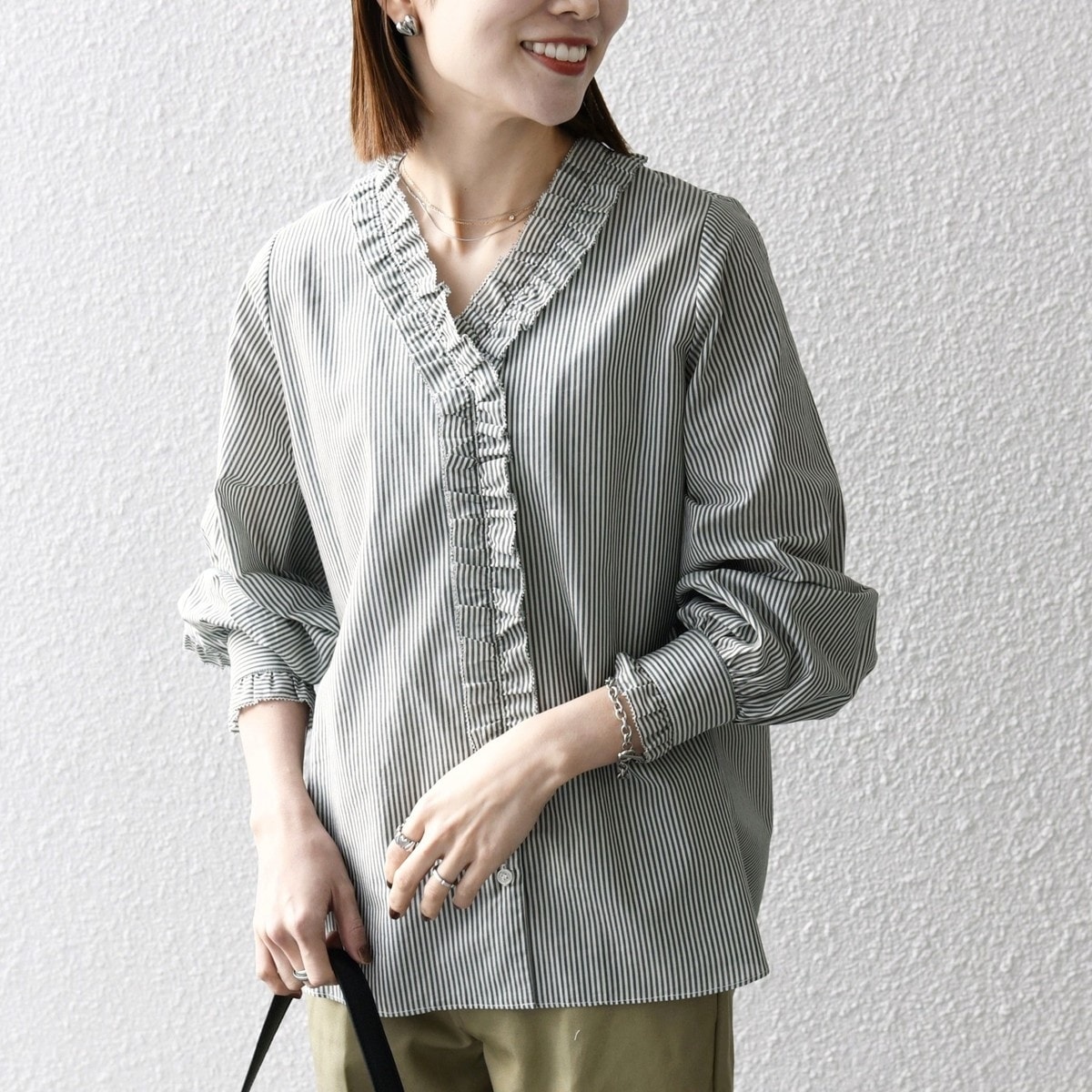 WEB限定】SHIPS any:〈洗濯機可能〉デニム シーム バンドカラー シャツ