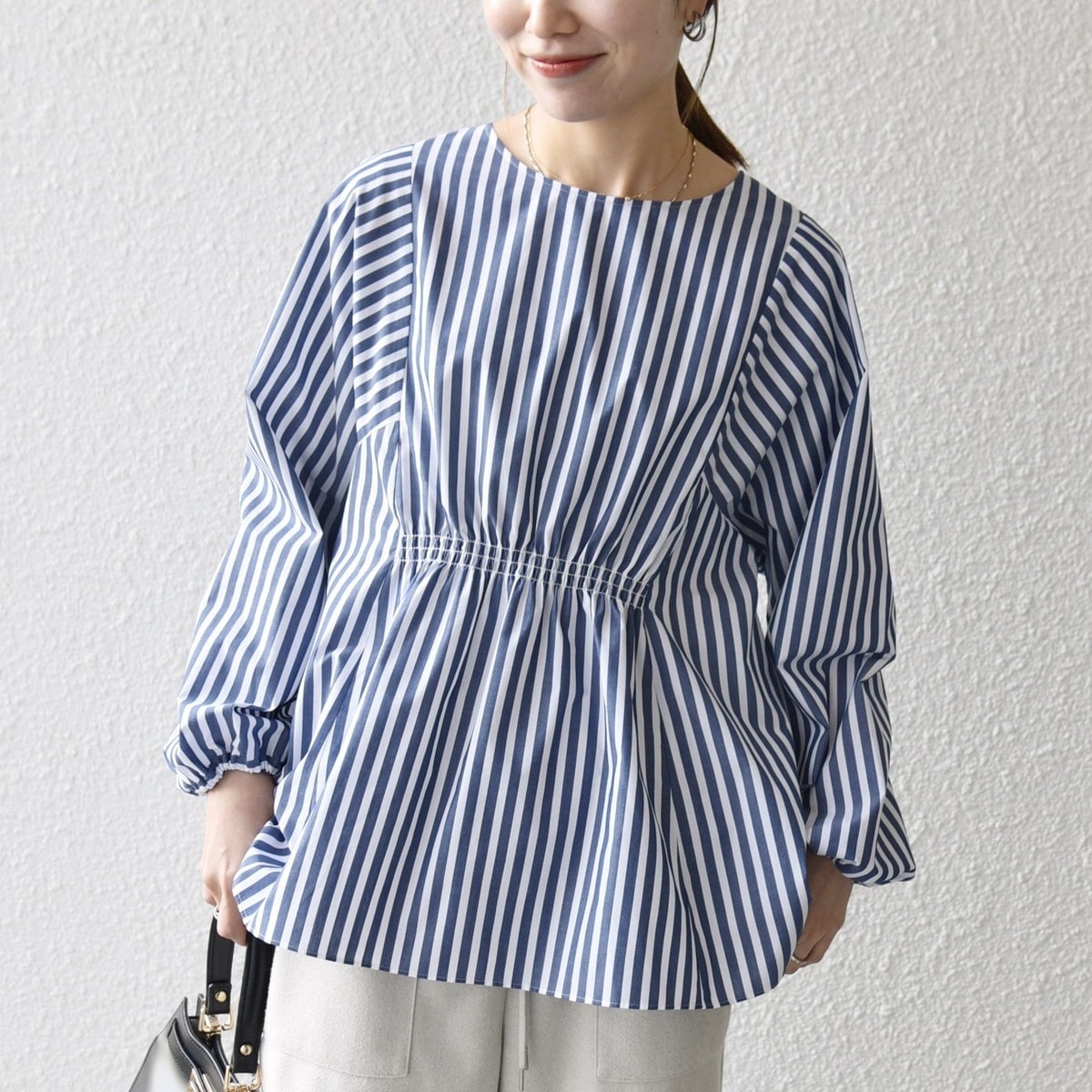 SHIPS any:〈洗濯機可能〉シアー シャーリング プチフリル ペプラム