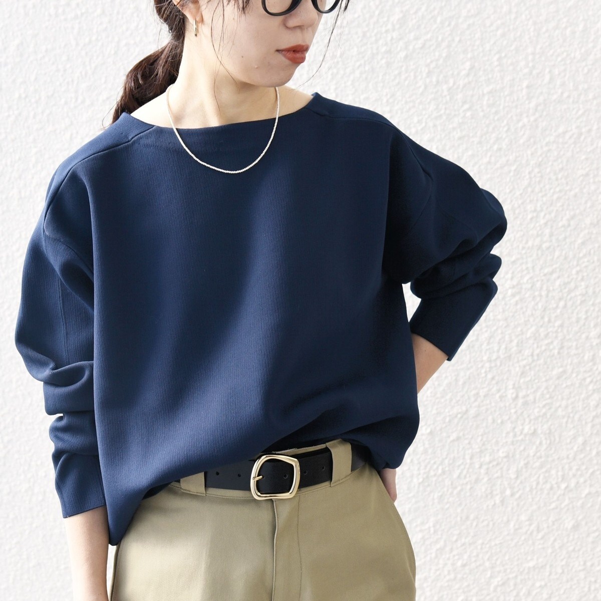 SHIPS any:〈手洗い可能〉シーム ボートネック ニット プルオーバー