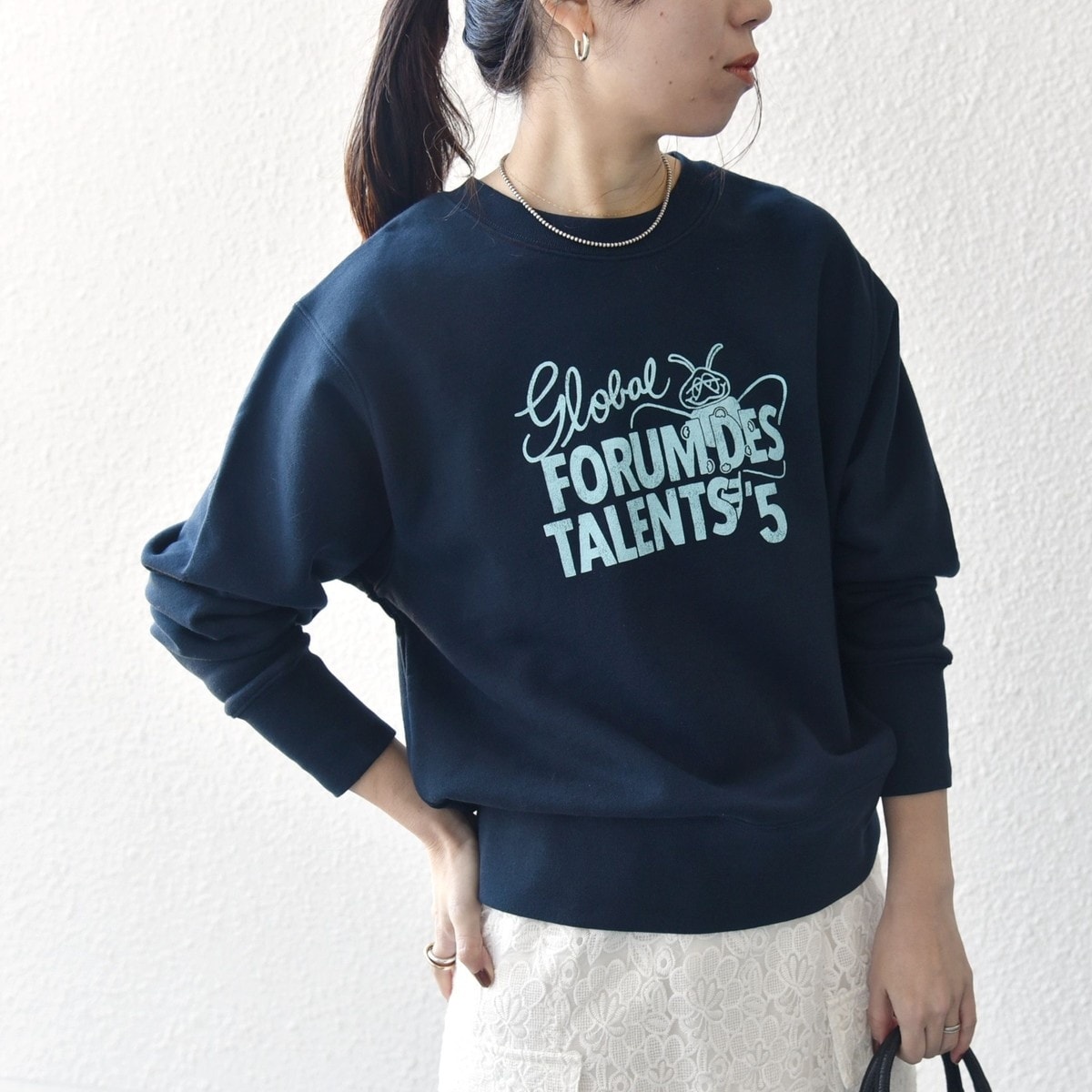 SHIPS any別注】THE KNiTS: ロゴ ドルマン ショート スウェット