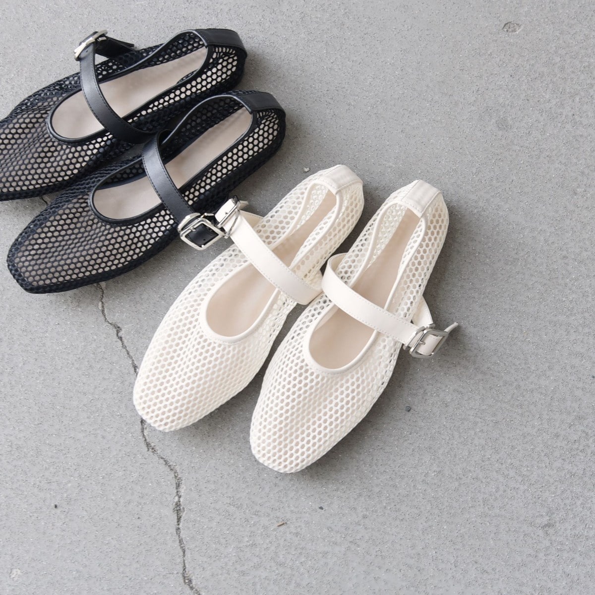 Stephanie メッシュフラットシューズ ホワイト Stephanie メッシュフラットシューズ ホワイト Stephanie