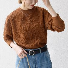 《一部追加予約》【WEB限定】SHIPS any:〈手洗い可能〉ジャカード バンピー クルーネック