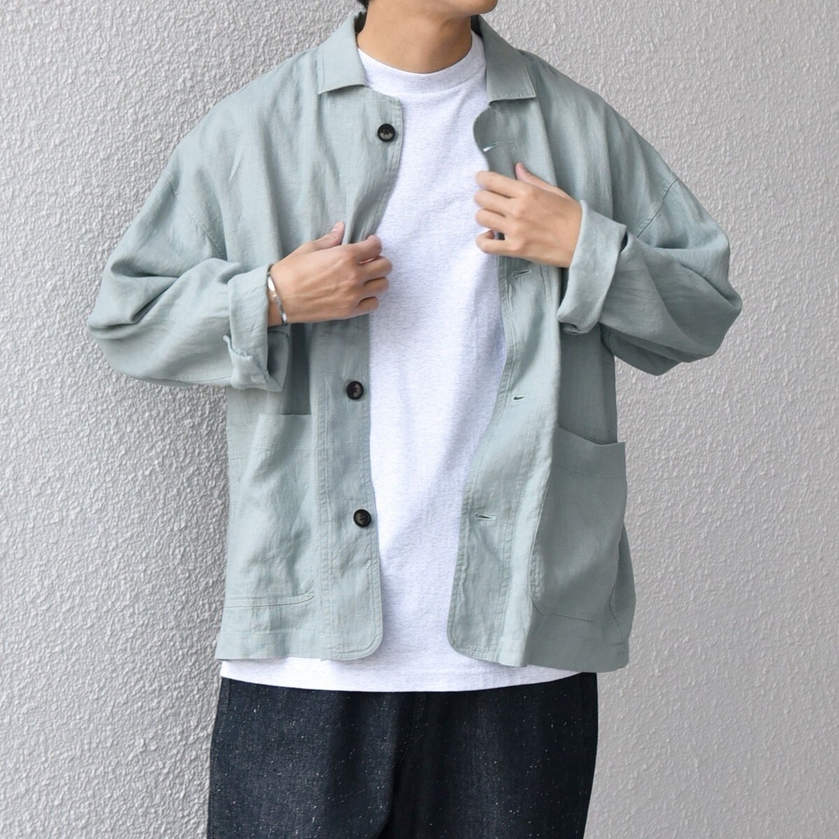 新品未使用シップスオリジナルジャケット/リネン100%/XL/3つボタン/仕付け SHIPS any:〈洗濯機可能〉NOVELTEX リネン シャツ ジャケット