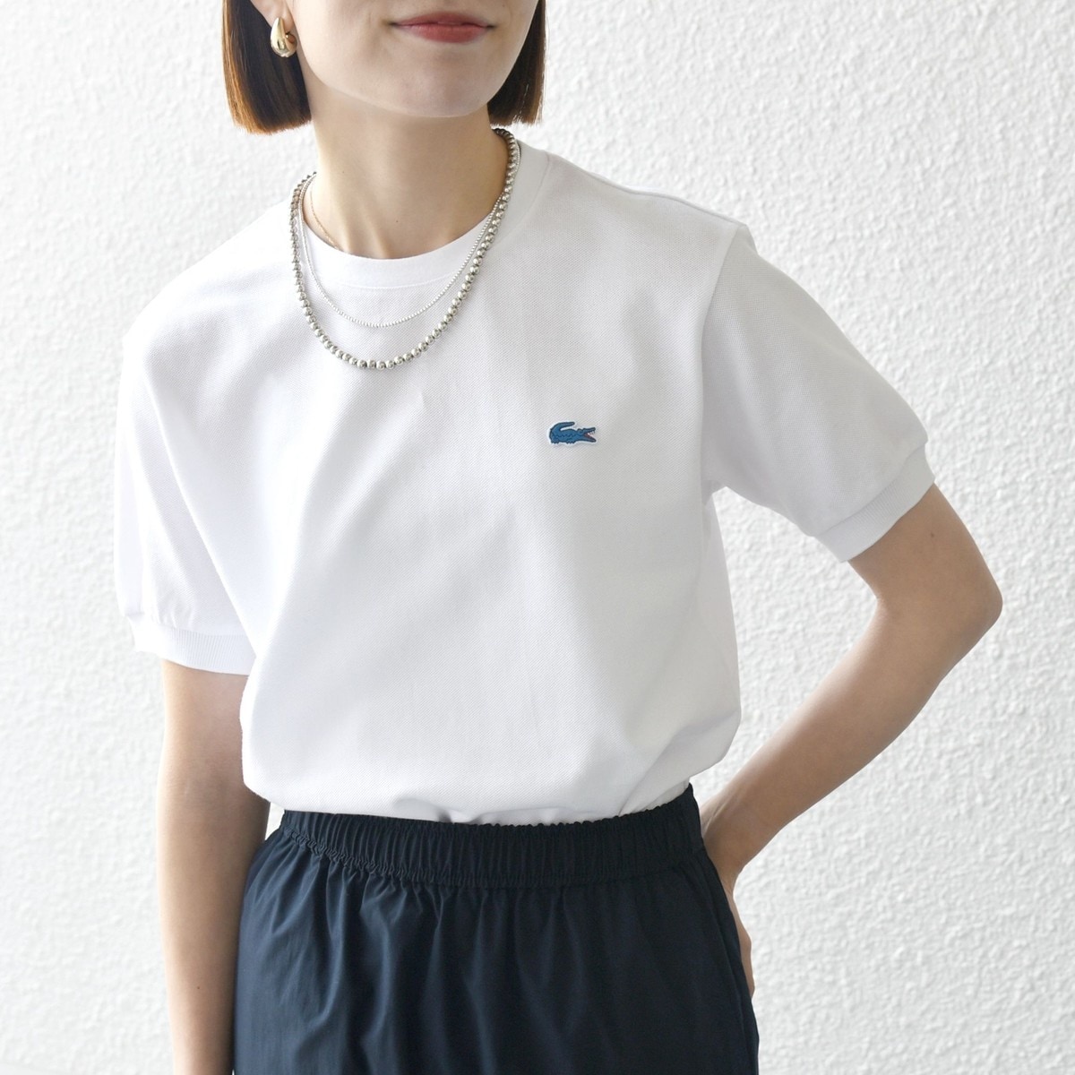 SHIPS any別注】LACOSTE:〈洗濯機可能〉PIQUE クルーネック Tシャツ