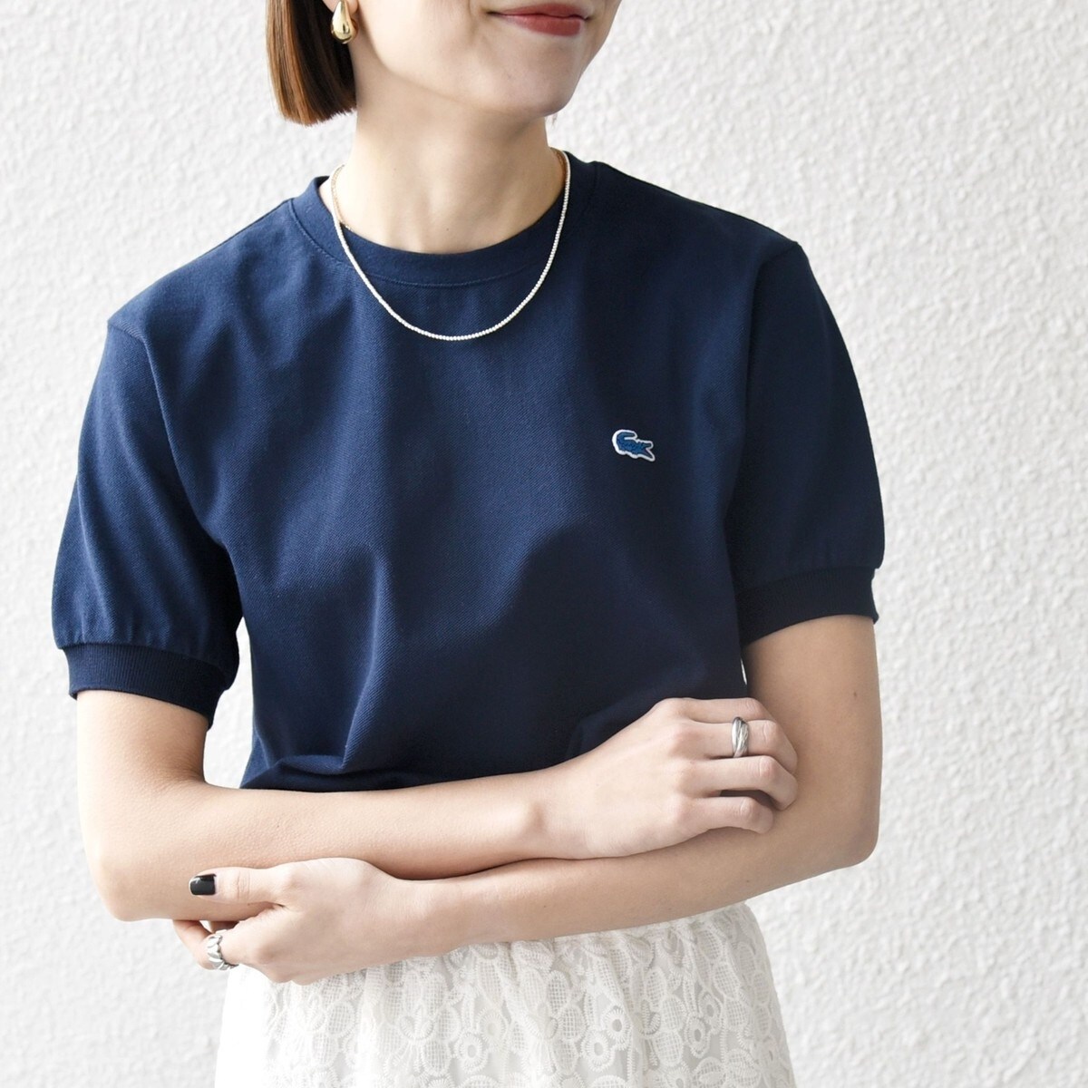 SHIPS for women - 新品 SHIPS any別注LACOSTE: PIQUE クルーネック Tシャツ SHIPS any別注】LACOSTE:〈洗濯機可能〉PIQUE クルーネック T