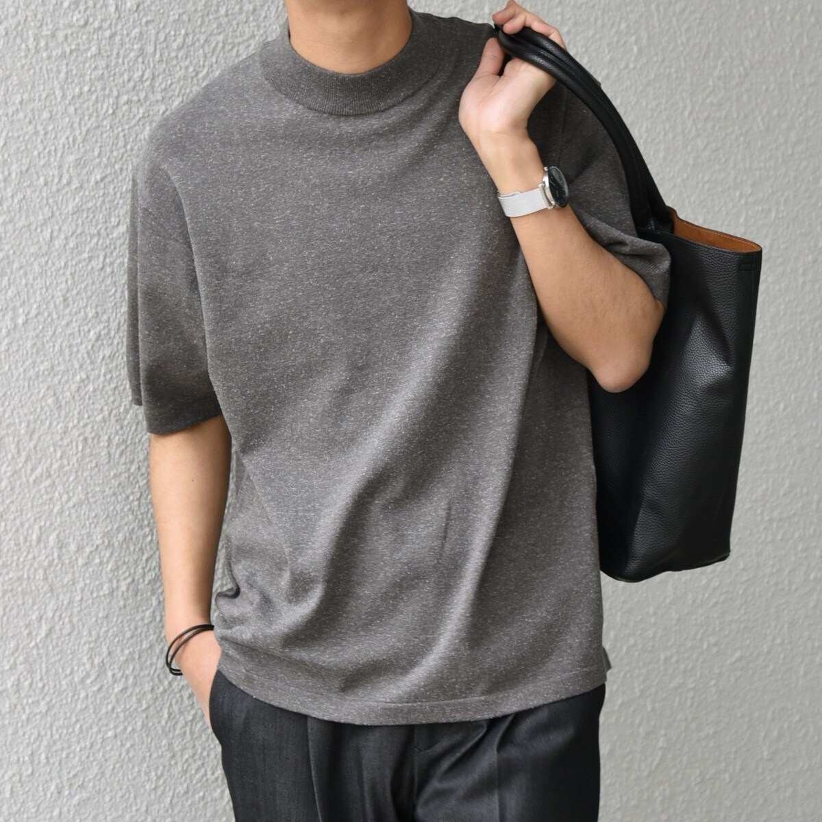 シップス エニィ（SHIPS any）/SHIPS any:〈接触冷感〉ハイゲージリネン ミックス サマーニット モックネック Tシャツ◇ SHIPS any:〈接触冷感〉ハイゲージリネン ミックス サマーニット