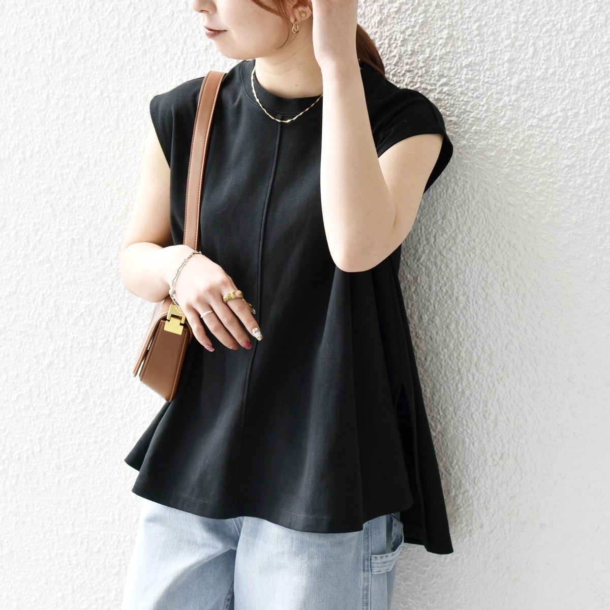 SHIPS any:〈接触冷感/汗染み防止加工/洗濯機可能〉Aライン フレンチスリーブ TEE SHIPS｜SHIPS any:<接触冷感/汗染み防止加工/洗濯機可能>Aライン