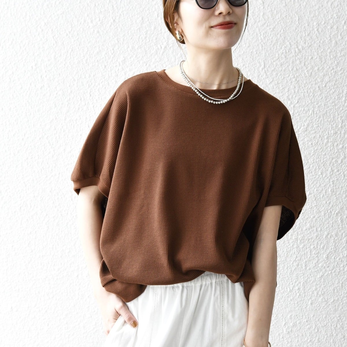SHIPS for women / シップスウィメン SHIPS any:〈洗濯機可能〉ワッフル ワイド コクーン ドルマン TEE SHIPS｜SHIPS any:<洗濯機可能>ワッフル ワイド コクーン