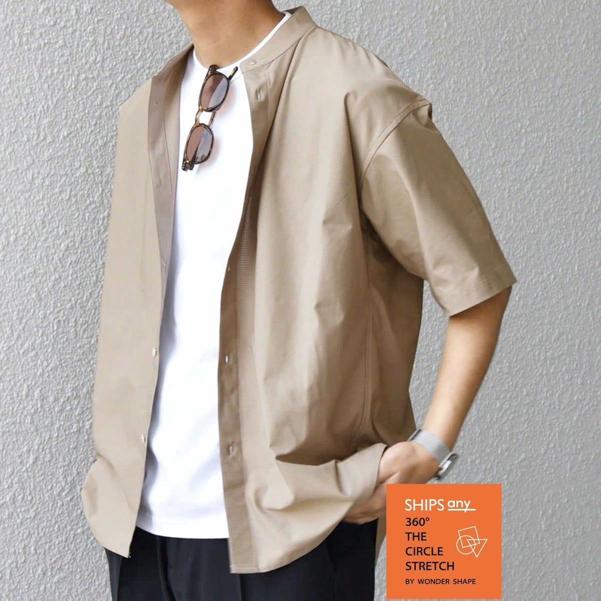 シップス エニィ（SHIPS any）/SHIPS any: 360° THE CIRCLE STRETCH バンドカラー シャツ(セットア SHIPS any: 360° THE CIRCLE STRETCH バンドカラー シャツ(セットア
