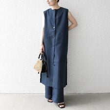 SHIPS any:〈洗濯機可能〉リネンライク ジレ ワンピース × イージー パンツ セットアップ