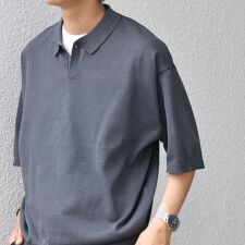 SHIPS any:〈手洗い可能〉リネンミックス ハイゲージ ニット スキッパー ポロシャツ◇