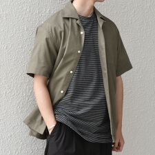 SHIPS any:〈接触冷感/遮熱等〉ハイブリッドリネン オープンカラー シャツ(セットアップ対応