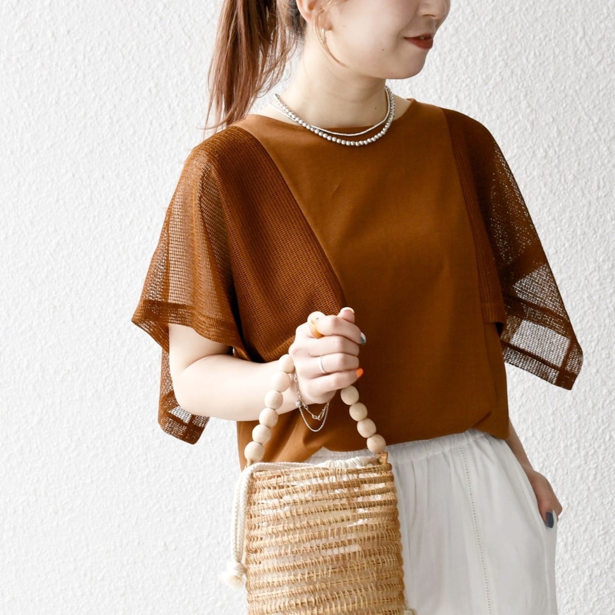 tシャツ SHIPS any:「手洗い可能」メッシュ シアー ハンカチ スリーブ ドッキング TEE レディース SHIPS｜SHIPS any:<手洗い可能>メッシュ シアー ハンカチ