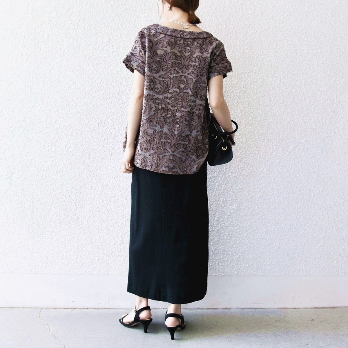 SHIPS any:〈手洗い可能〉メッシュ ジャカード カフタン スキッパー