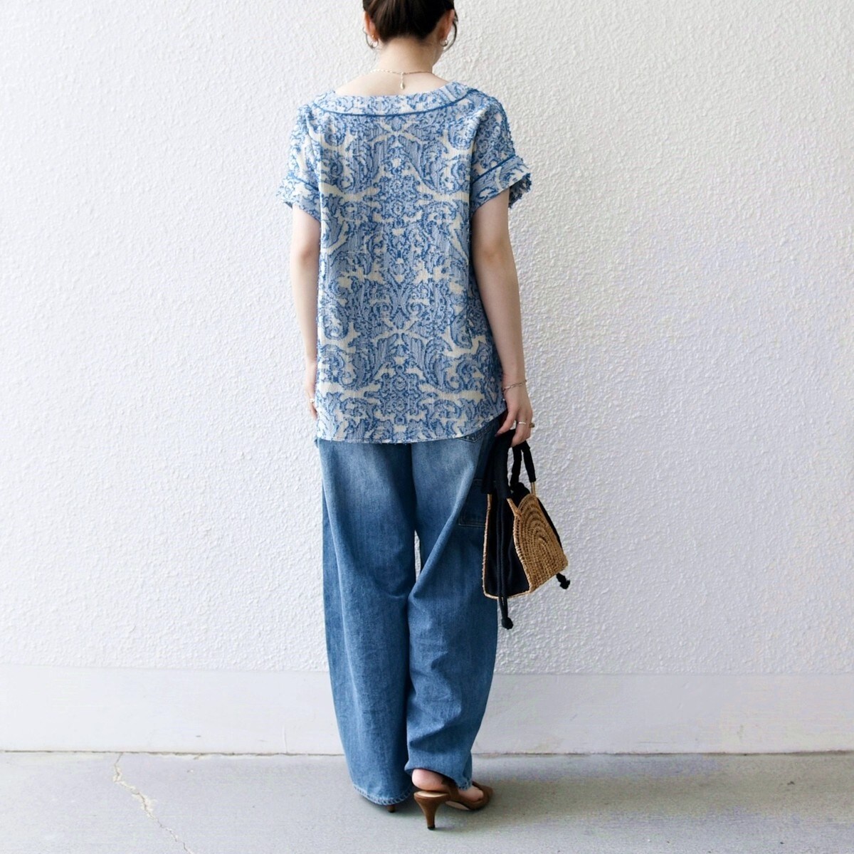 シップス エニィ（SHIPS any）/SHIPS any:〈手洗い可能〉メッシュ ジャカード カフタン スキッパー ブラウス SHIPS any:〈手洗い可能〉メッシュ ジャカード カフタン スキッパー