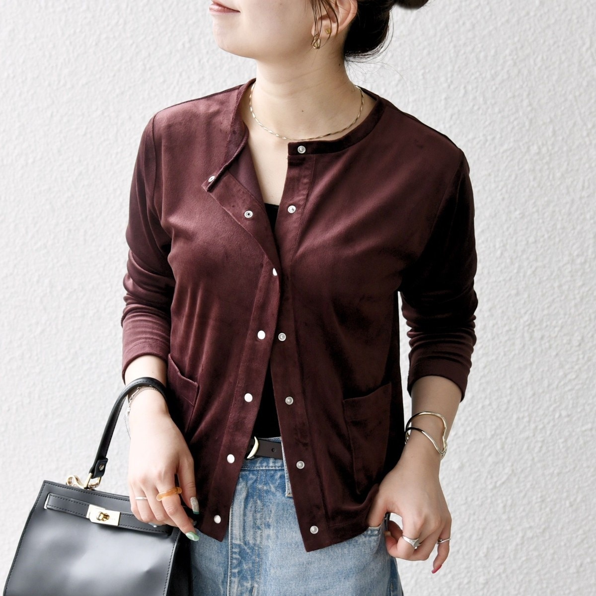 SHIPS for women / シップスウィメン SHIPS any:〈手洗い可能〉ビジュー ボタン クルーネック コンパクト カーディガン SHIPS｜SHIPS any:<手洗い可能>ビジュー ボタン クルーネック