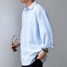 SHIPS any: コットン/リネン 7分袖 スキッパー プルオーバー シャツ◆◆
