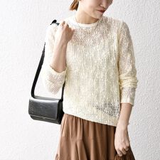 SHIPS any:〈手洗い可能〉フラワー メッシュ クルーネック プルオーバー