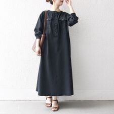 SHIPS any:〈洗濯機可能〉ピーチスキン クルーネック ポケット フレア ワンピース