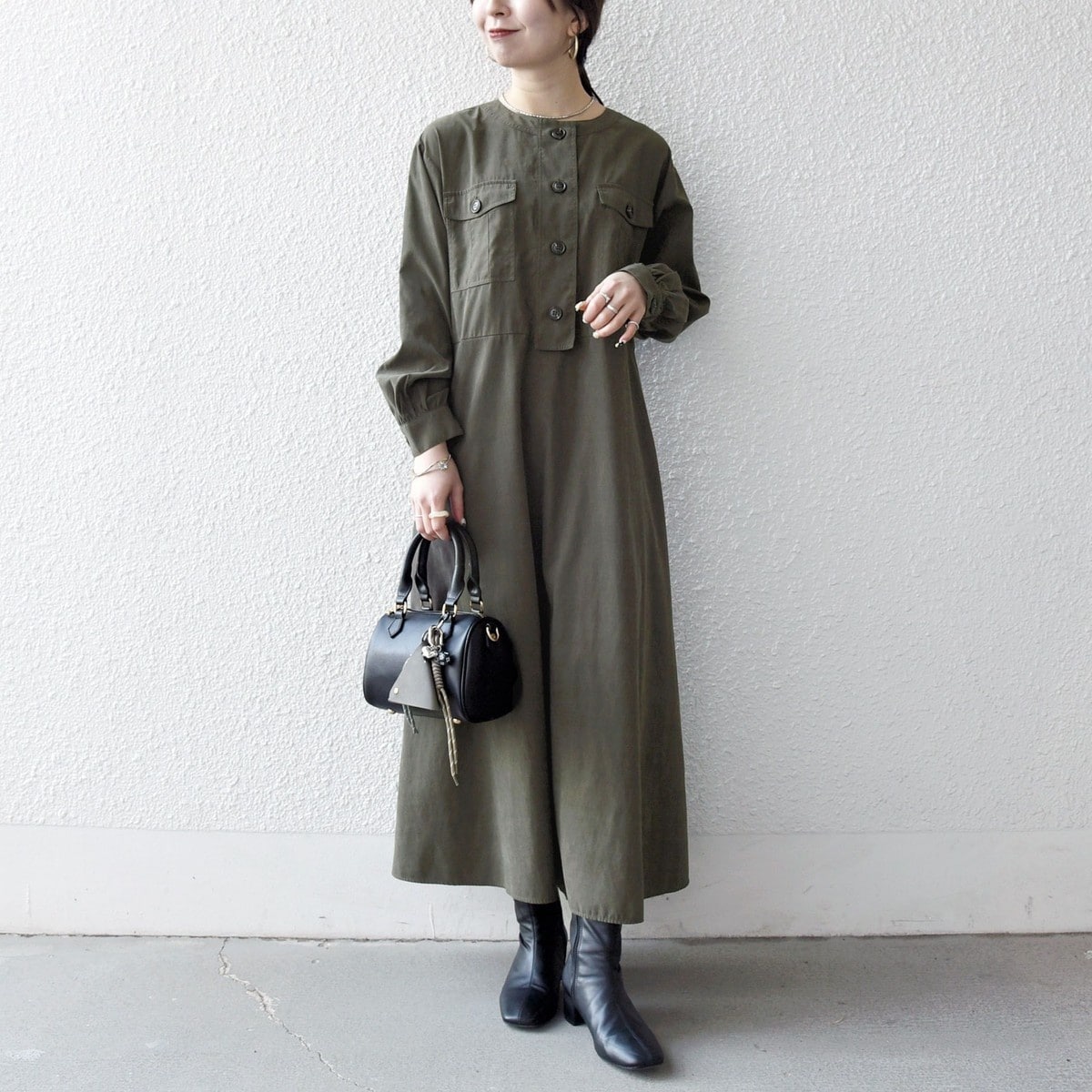 SHIPS any:〈洗濯機可能〉ダブルクロス Vネック ペプラム ワンピース