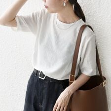 《予約》SHIPS any:〈洗濯機可能〉カットドビー ジャージー クルーネック TEE