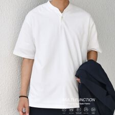 SHIPS any:〈接触冷感・遮熱・UVカット機能等〉サマーファンクション 鹿の子 ヘンリーネック