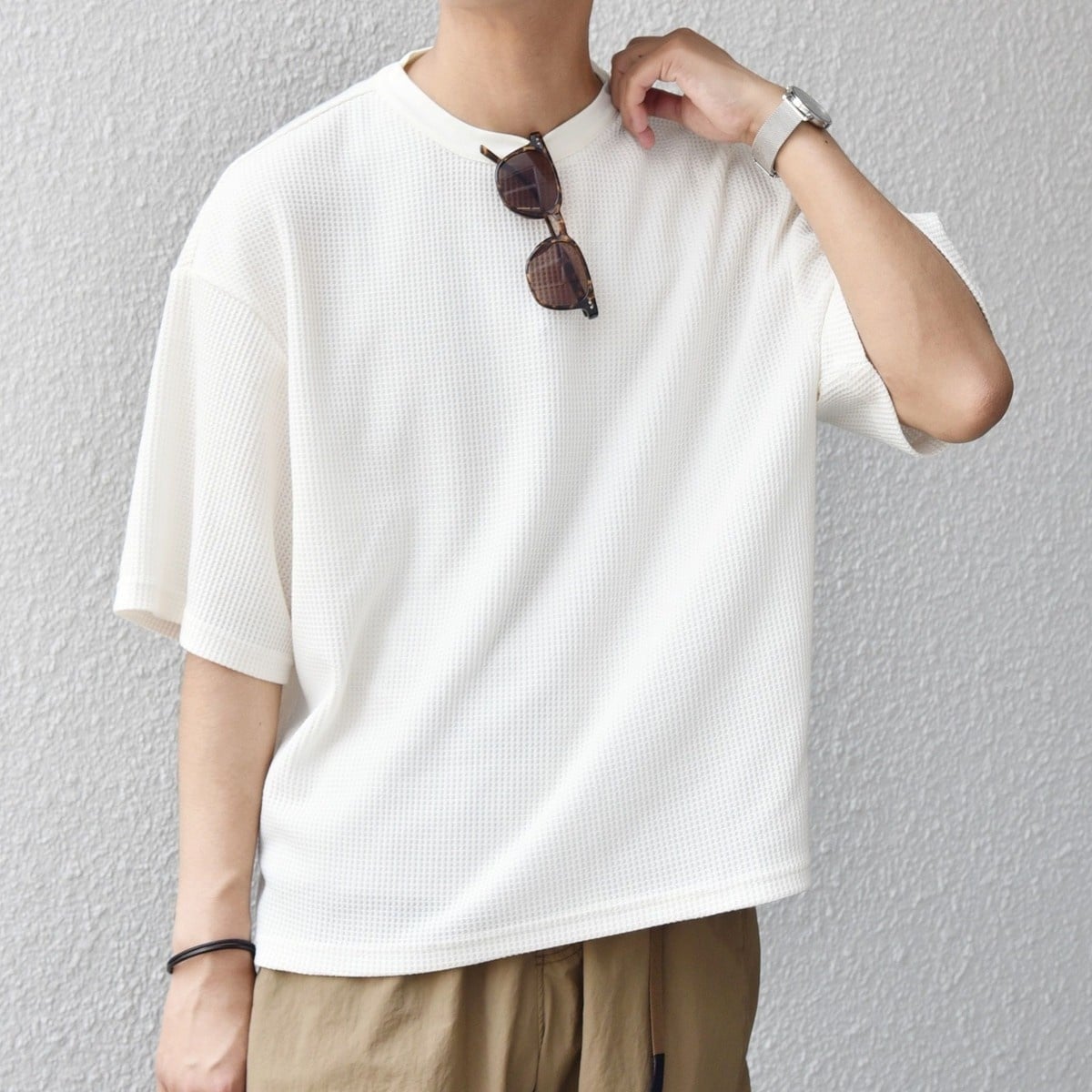 SHIPS any別注】LACOSTE: ワンポイント ピケ クルーネック Tシャツ