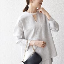 《予約》SHIPS any:〈洗濯機可能〉ツイード ライク ポケット ブラウス［NAVY BLUE］