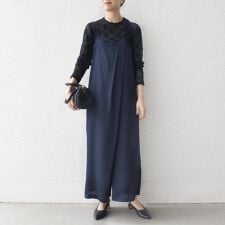 《予約》SHIPS any:〈洗濯機可能〉ツイード ライク サロペット［NAVY BLUE］