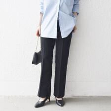 《予約》SHIPS any:〈洗濯機可能〉ダブルクロス セミフレア パンツ［NAVY BLUE］