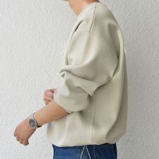 SHIPS any:〈手洗い可能〉メッシュ スピンドル スウェットライク テック ニット◇