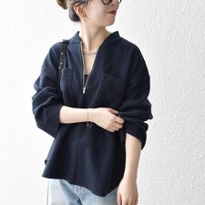 シップス エニィ(SHIPS any)のSHIPS any:〈洗濯機可能〉フリース ライク ハーフジップ ポケット プルオーバー