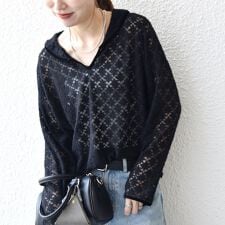 SHIPS any:〈手洗い可能〉起毛 レース パイピング プルオーバー