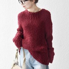 SHIPS any:〈手洗い可能〉ロービング ルーズ ニット プルオーバー