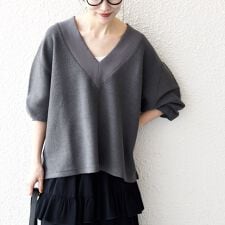 SHIPS any:〈手洗い可能〉サカリバ 深Vネック ルーズ プルオーバー