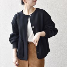 《予約》SHIPS any:〈洗濯機可能〉ダンボール ノーカラー コンパクト ブルゾン