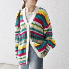 SHIPS any:〈手洗い可能〉ロービング ルーズ Vネック ニット カーディガン