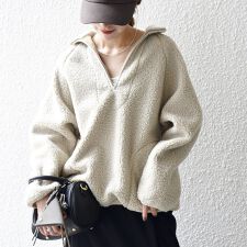 シップス エニィ(SHIPS any)の《一部追加予約》SHIPS any:〈洗濯機可能〉ボア フリース ハーフジップ プルオーバー