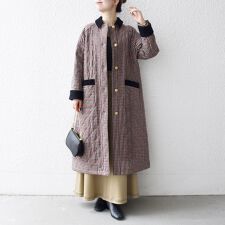 シップス エニィ(SHIPS any)のSHIPS any: キルティング チェック ステンカラー Aライン ロング コート