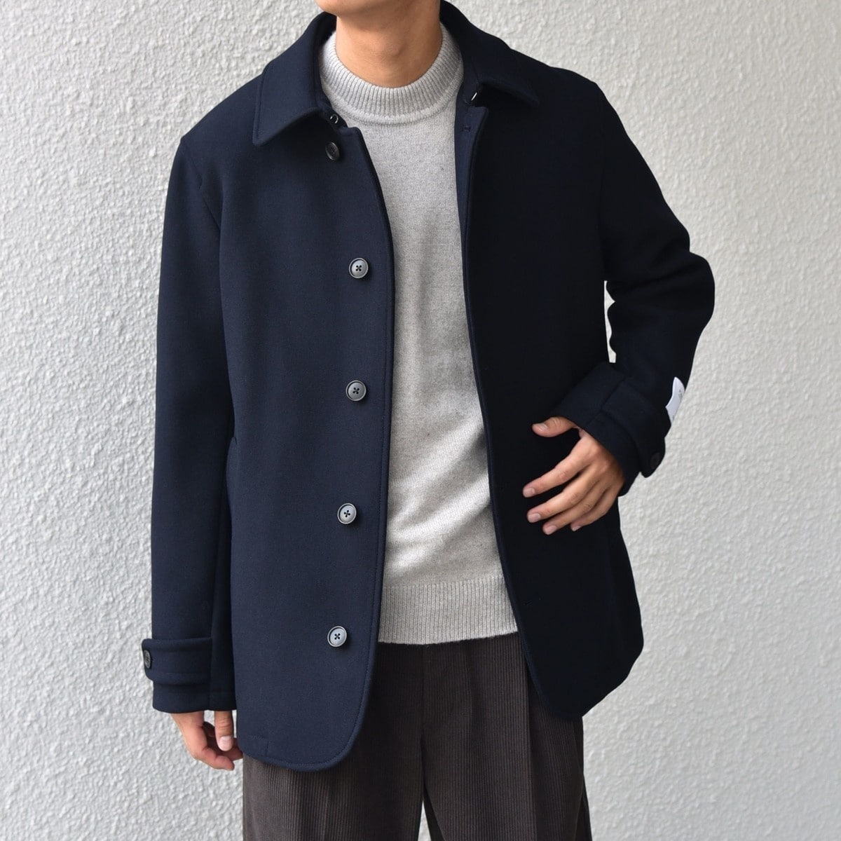NICK ASHLEY Pコート Lサイズ ネイビー ウールコート 総裏地 NICK ASHLEY Pコート Lサイズ ネイビー ウールコート 総裏地