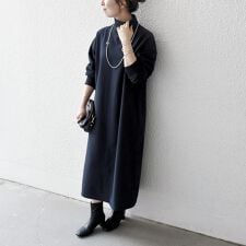 SHIPS any:〈洗濯機可能〉裏起毛 リブ ハイネック ワンピース