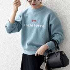 SHIPS any:〈手洗い可能〉モールヤーン クルーネック ロゴ 千鳥柄 プルオーバー