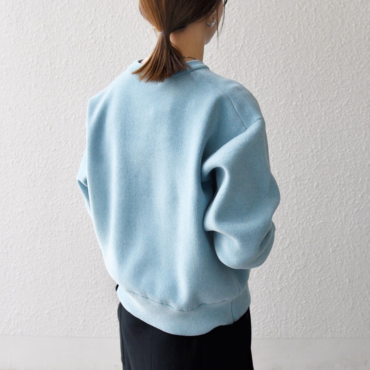 SHIPS any:〈手洗い可能〉モールヤーン クルーネック ロゴ 千鳥柄 プル