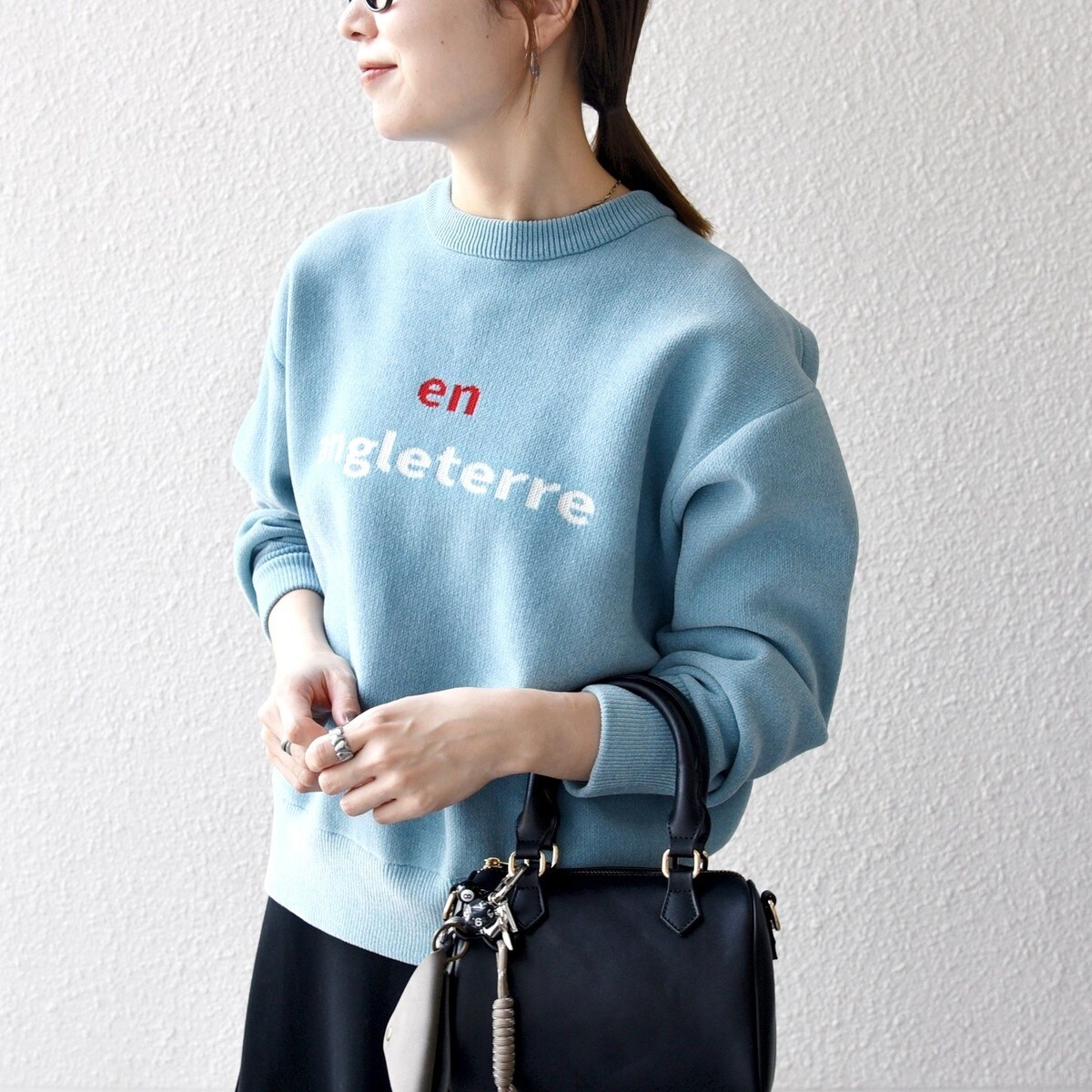 SHIPS any:〈手洗い可能〉モールヤーン クルーネック ロゴ 千鳥柄 プル