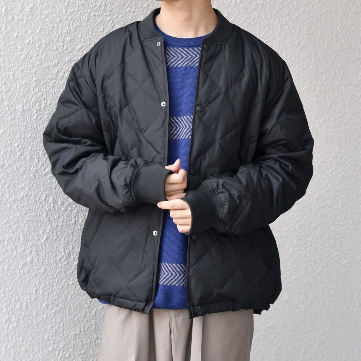 【美品】INDEPENDENT ダイヤキルト ブルゾン ブラック XL Petit fleur（プチフルール） ジャケット ブルゾン ダイヤキルト