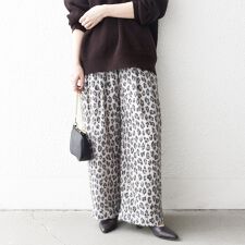 《予約》SHIPS any:〈手洗い可能〉レオパード ジャカード ワイド イージー パンツ