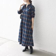 シップス エニィ(SHIPS any)の《一部追加予約》SHIPS any:〈洗濯機可能〉チェック Aライン フレア シャツ ワンピース